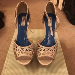 Silver sparkle heels